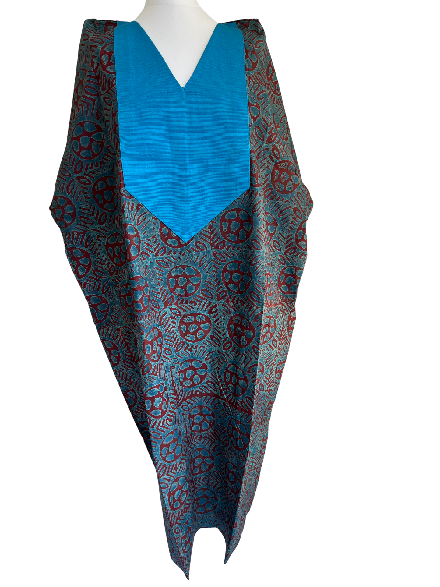 Boubou dress with hand woven aso-oke in blue