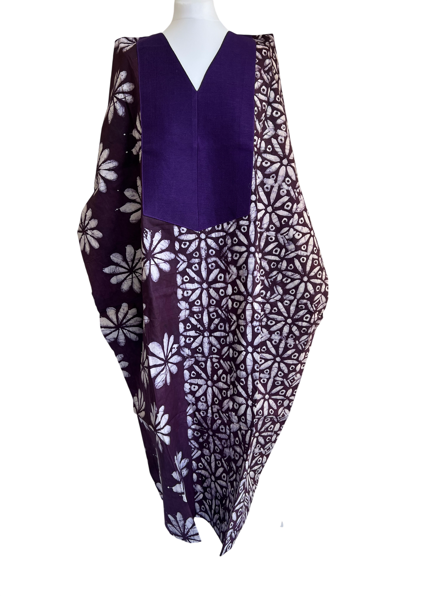 Boubou dress with hand woven aso-oke in purple