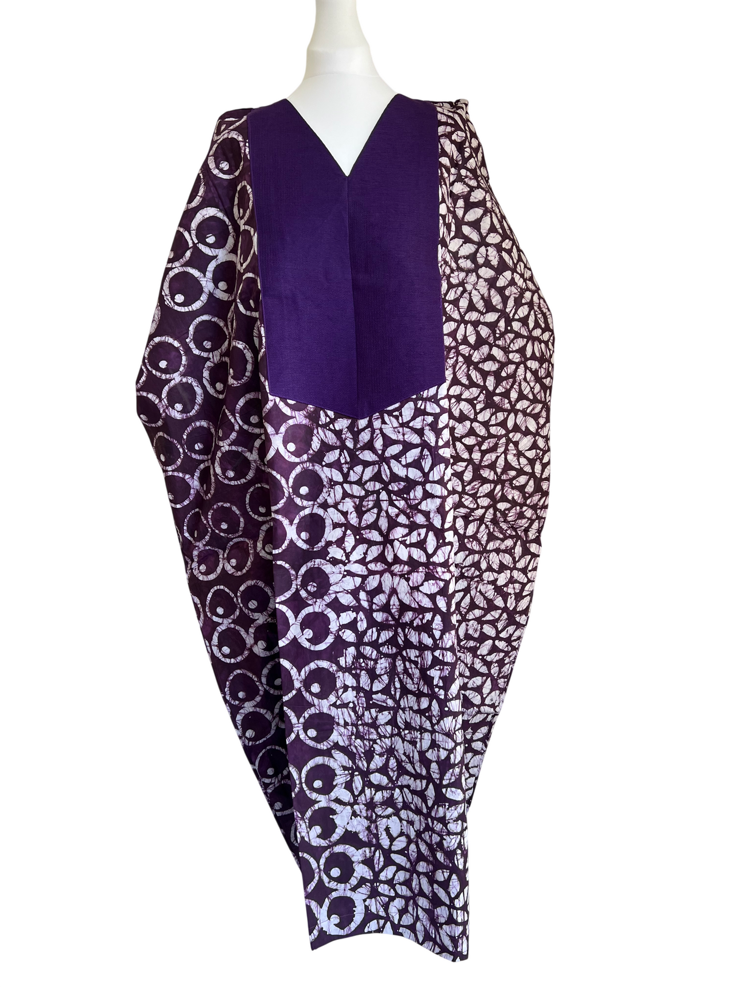Boubou dress with hand woven aso-oke in purple