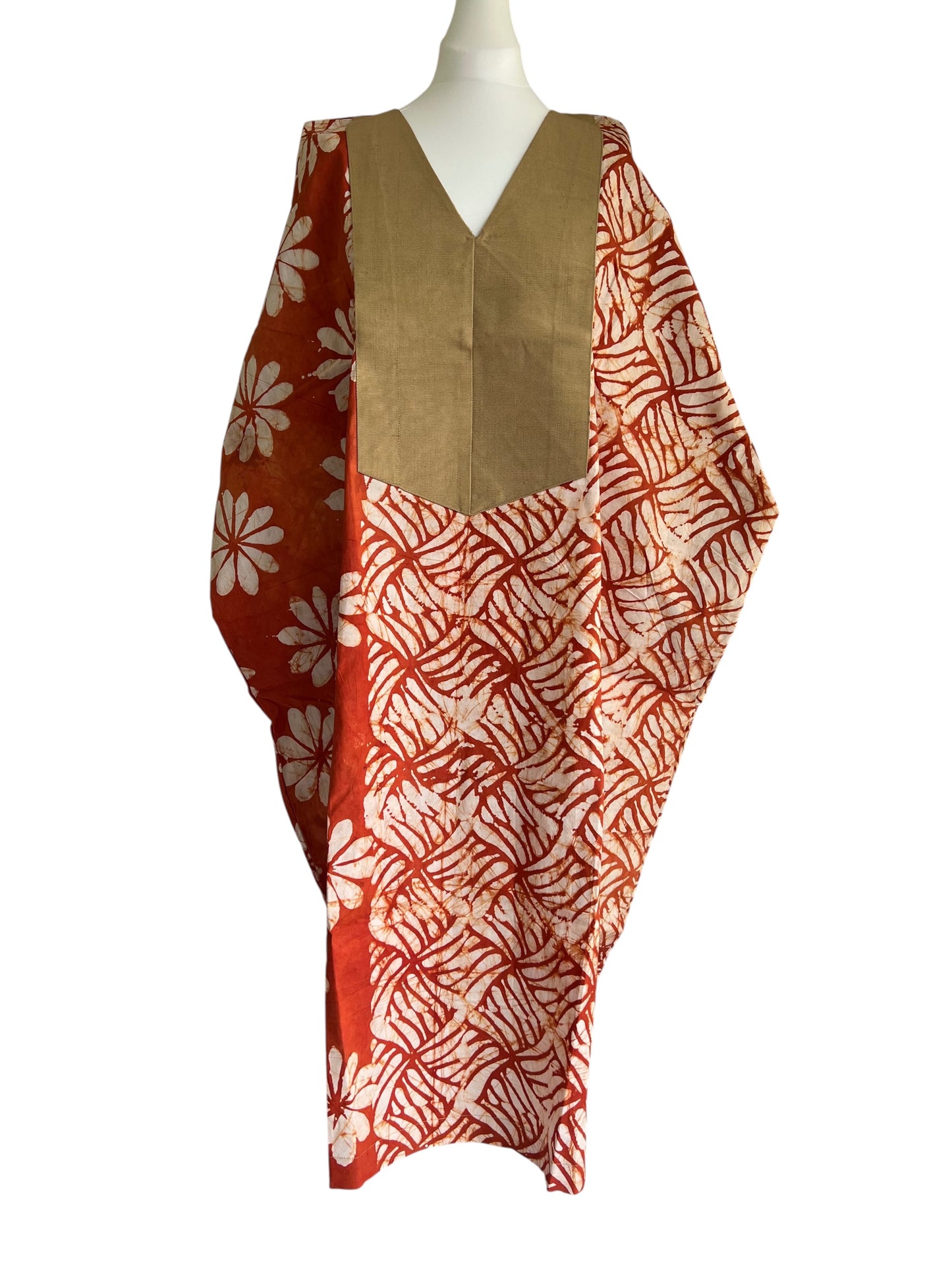 Boubou dress with hand woven aso-oke in Gold