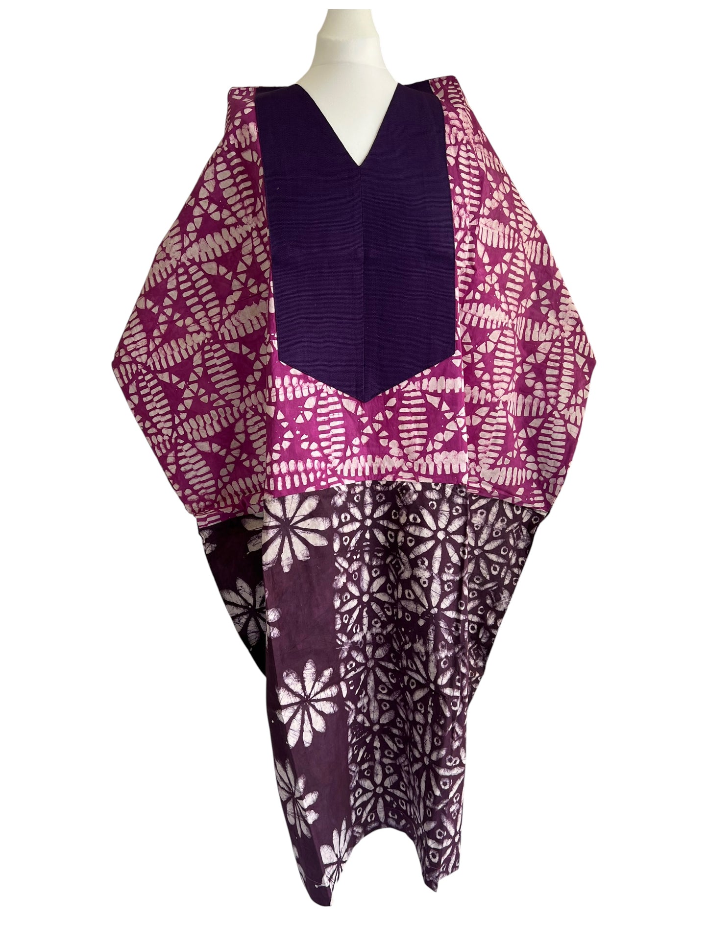 Boubou dress with hand woven aso-oke in purple