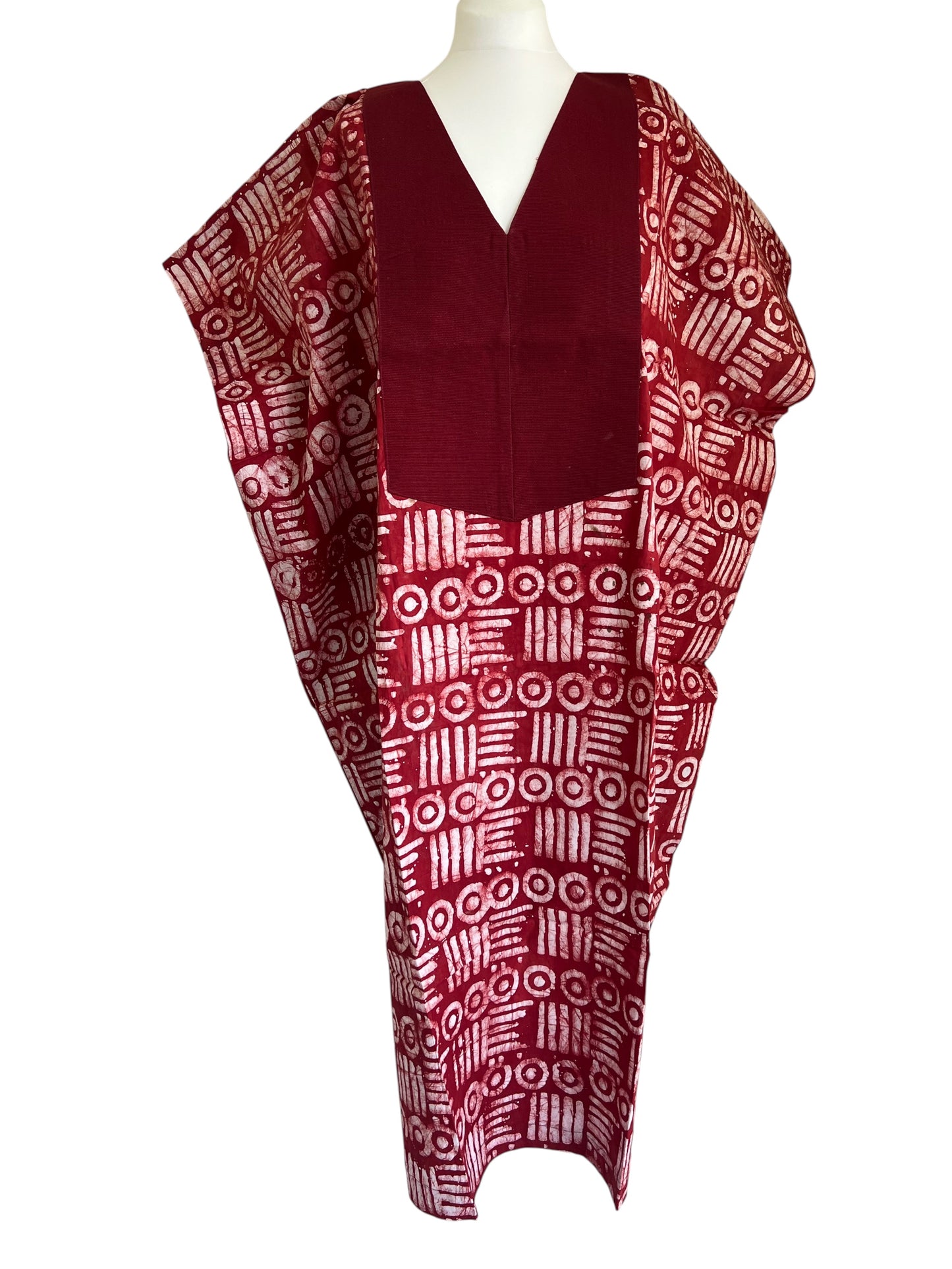 Boubou dress with hand woven aso-oke in red