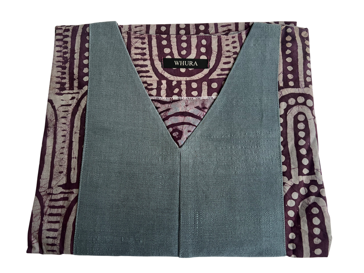 Boubou dress with hand woven aso-oke in grey