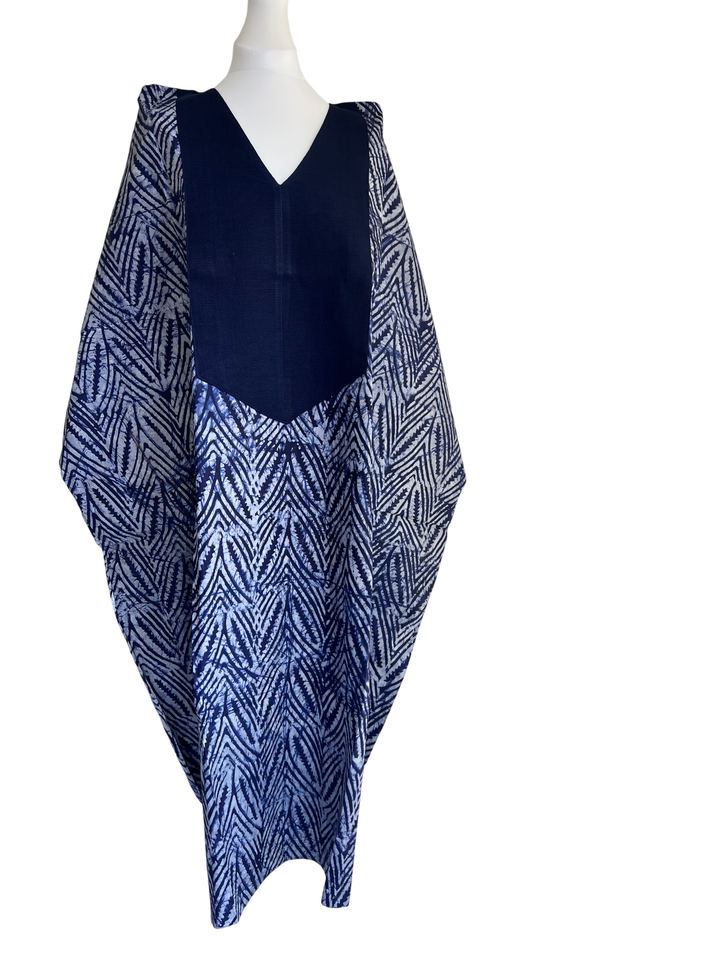 Boubou dress with hand woven aso-oke in blue
