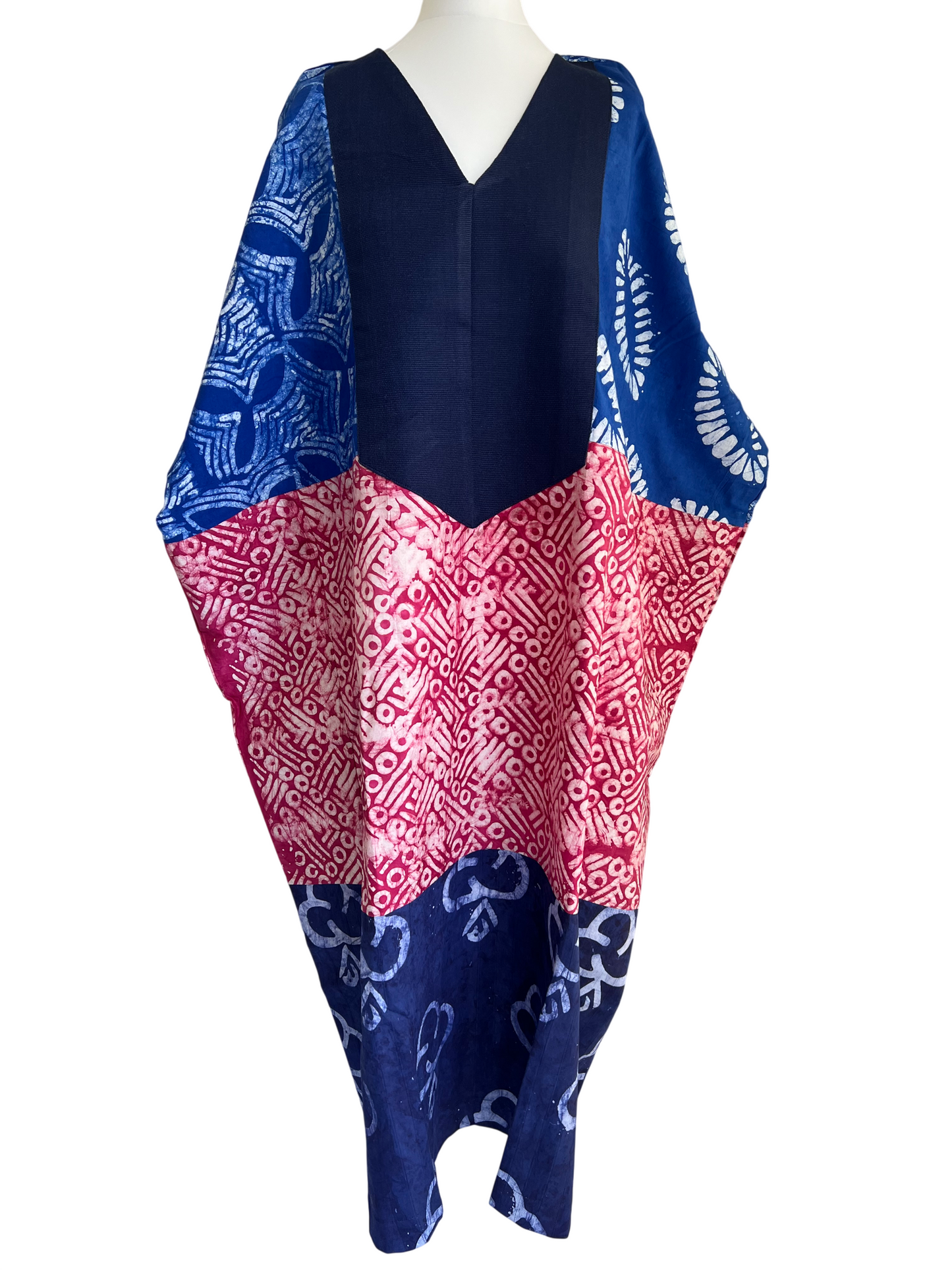 Boubou dress with hand woven aso-oke in blue