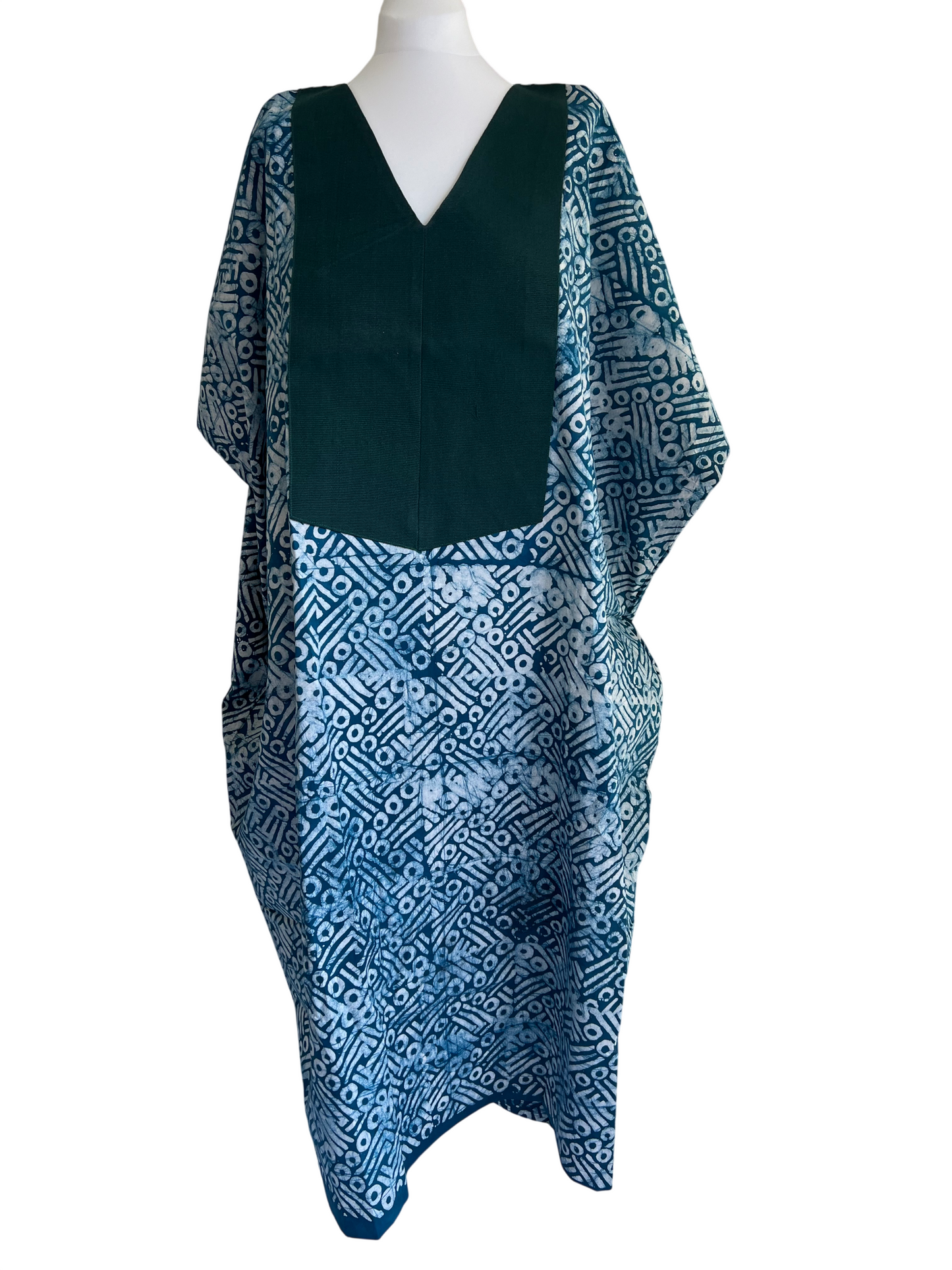 Boubou dress with hand woven aso-oke in green