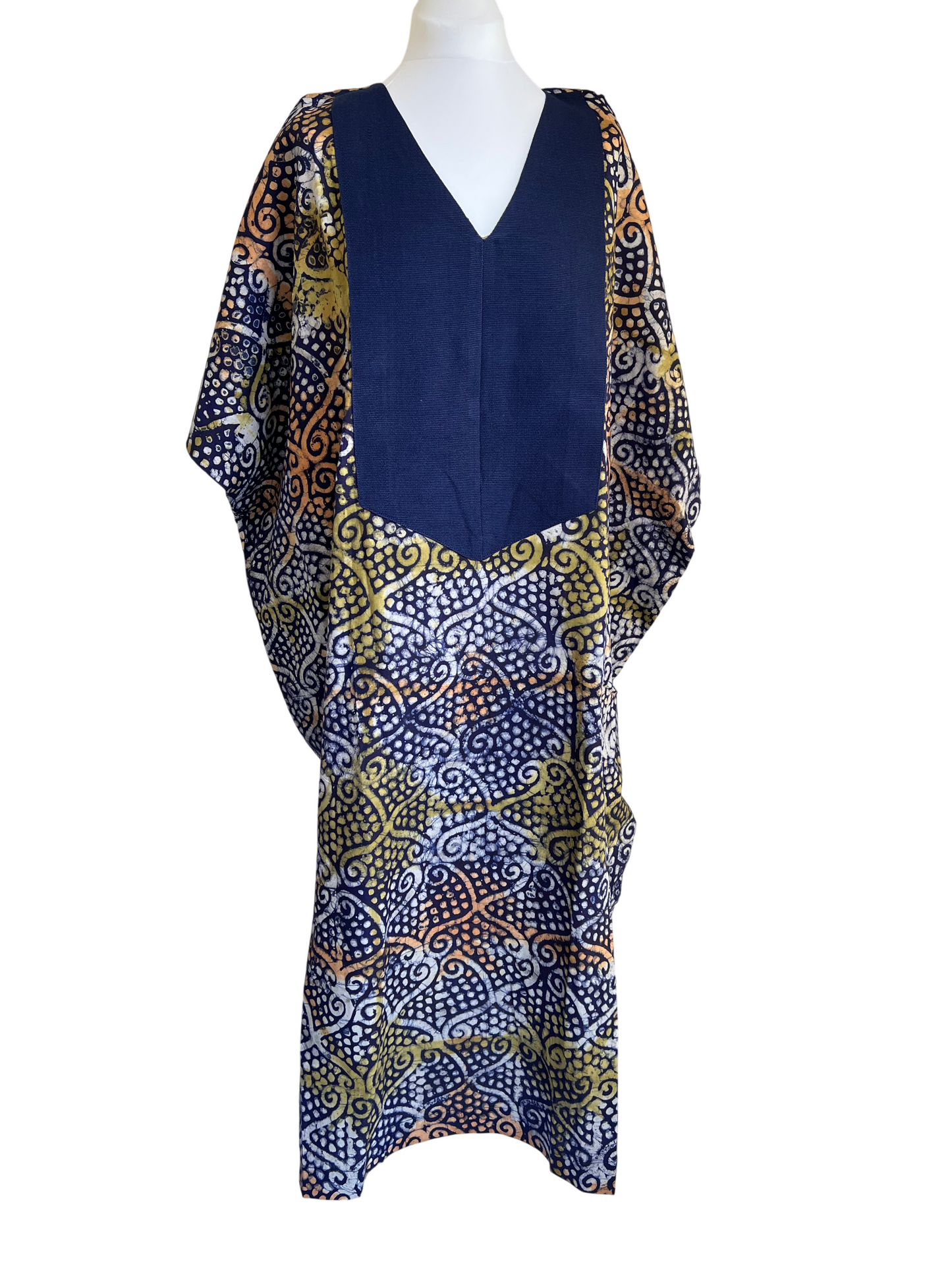 Boubou dress with hand woven aso-oke in blue