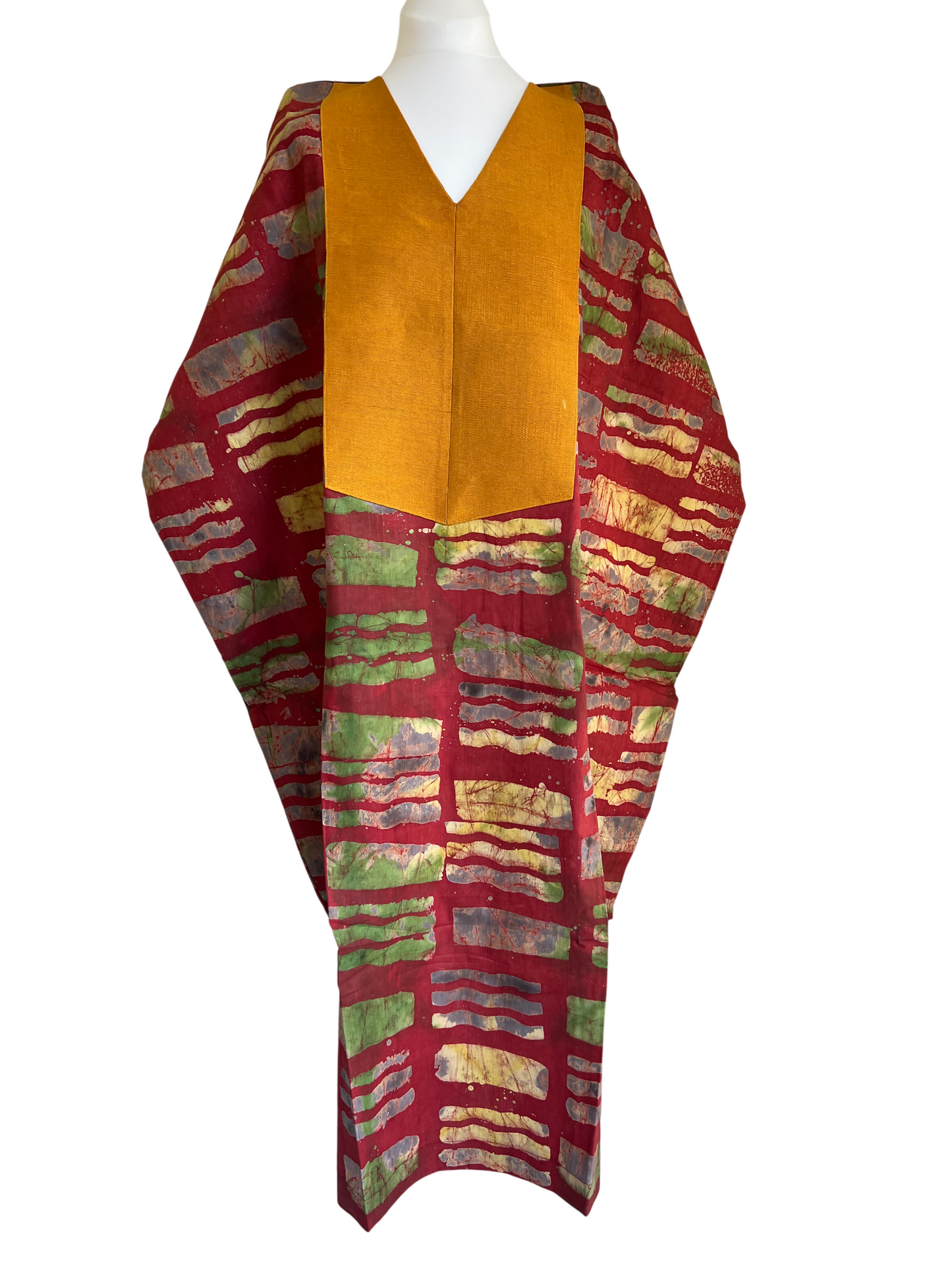 Boubou dress with hand woven aso-oke in yellow