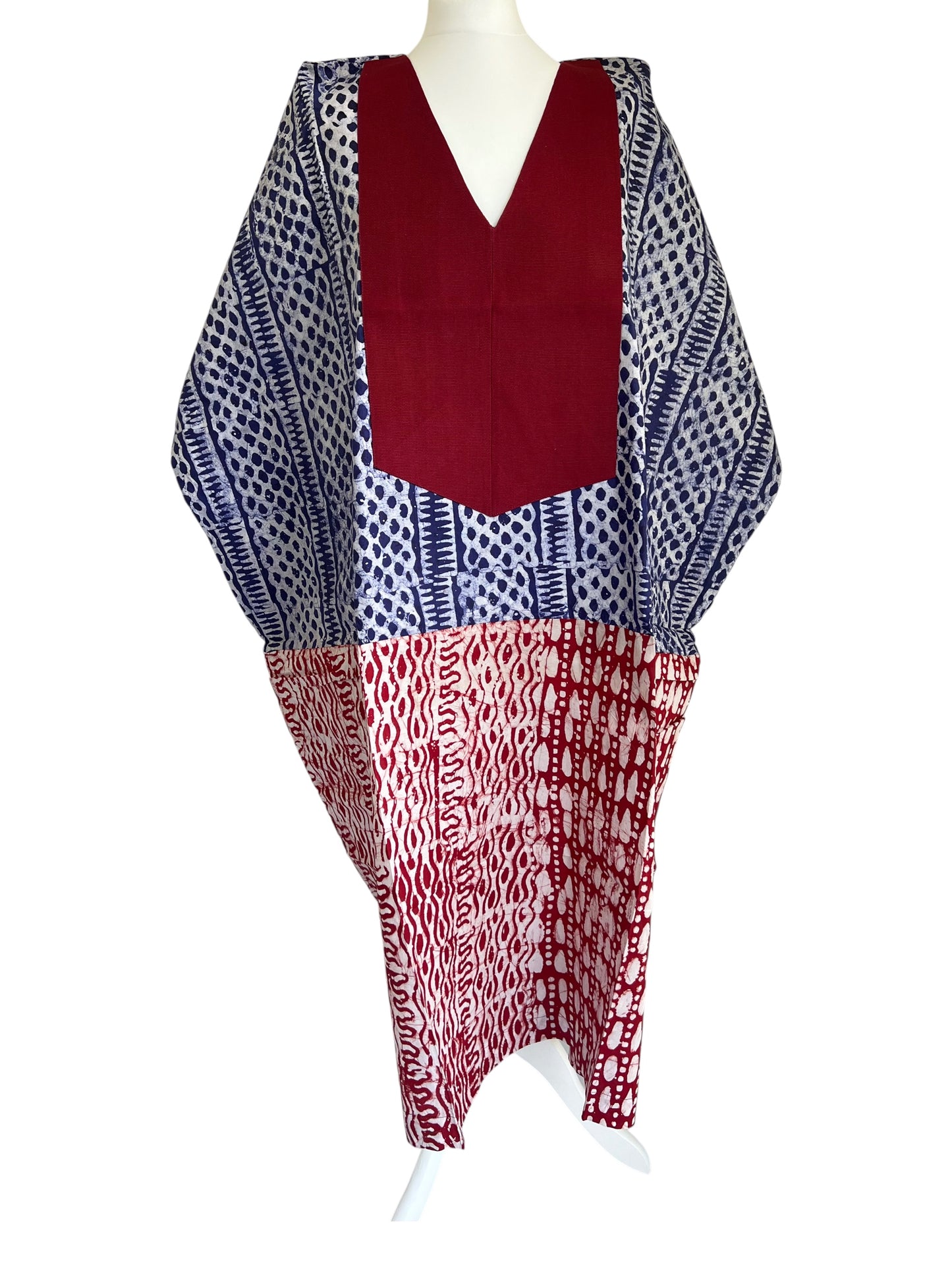 Boubou dress with hand woven aso-oke in red