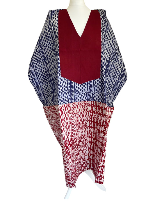Boubou dress with hand woven aso-oke in red