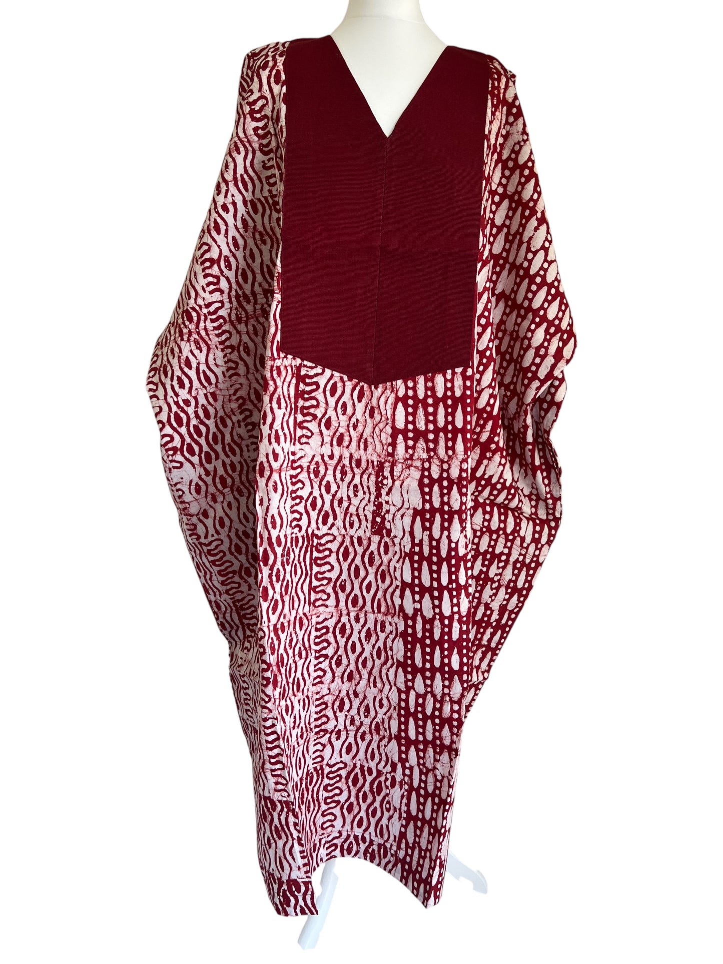Boubou dress with hand woven aso-oke in red