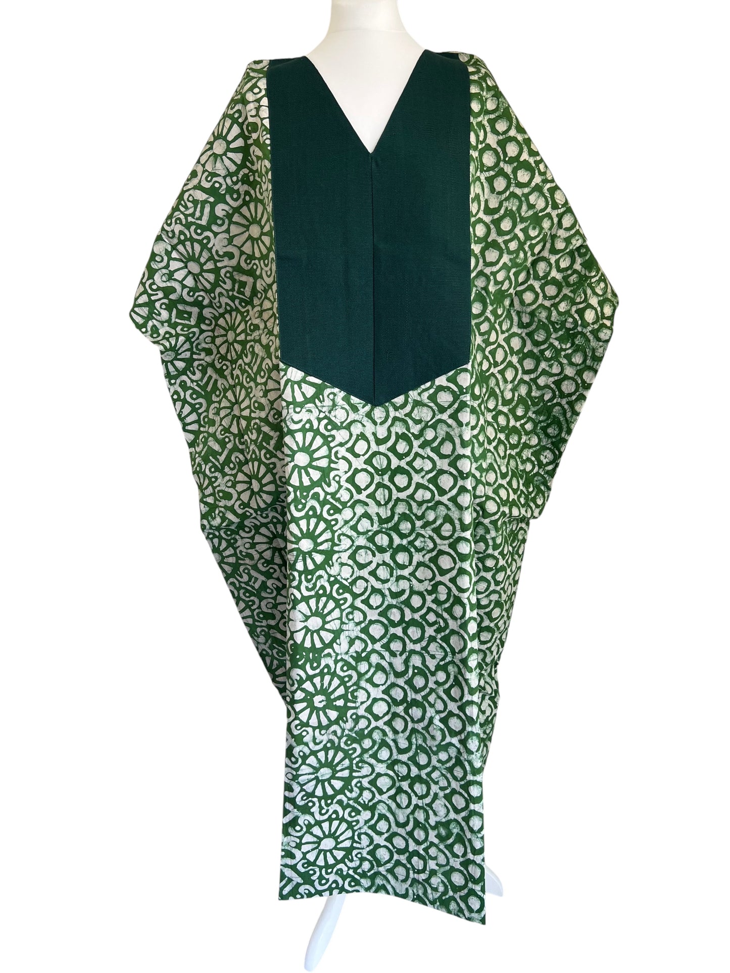 Boubou dress with hand woven aso-oke in green