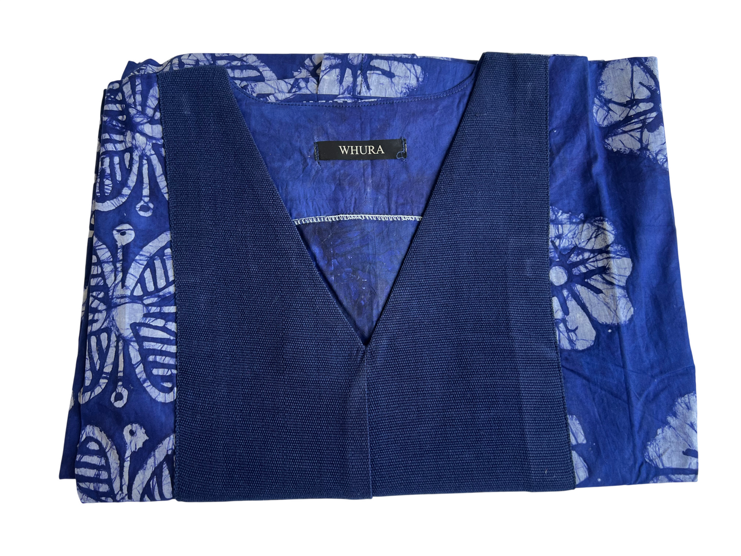 Boubou dress with hand woven aso-oke in blue